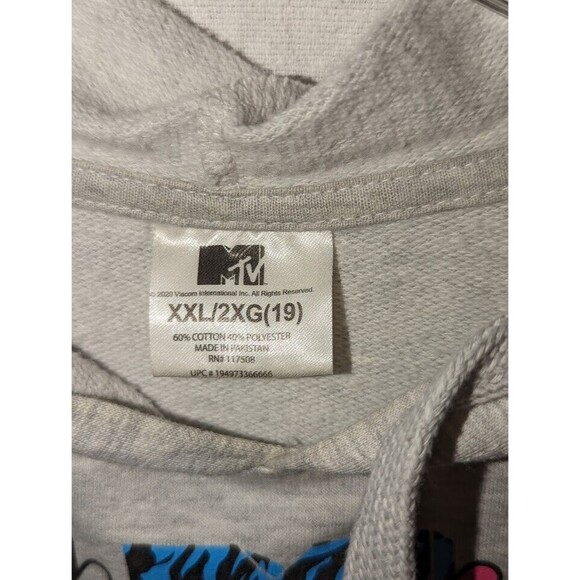 Y2K MTV Logo Pocket Hoodie Sweatshirt Gray Men's Size XXL - Picture 3 of 10